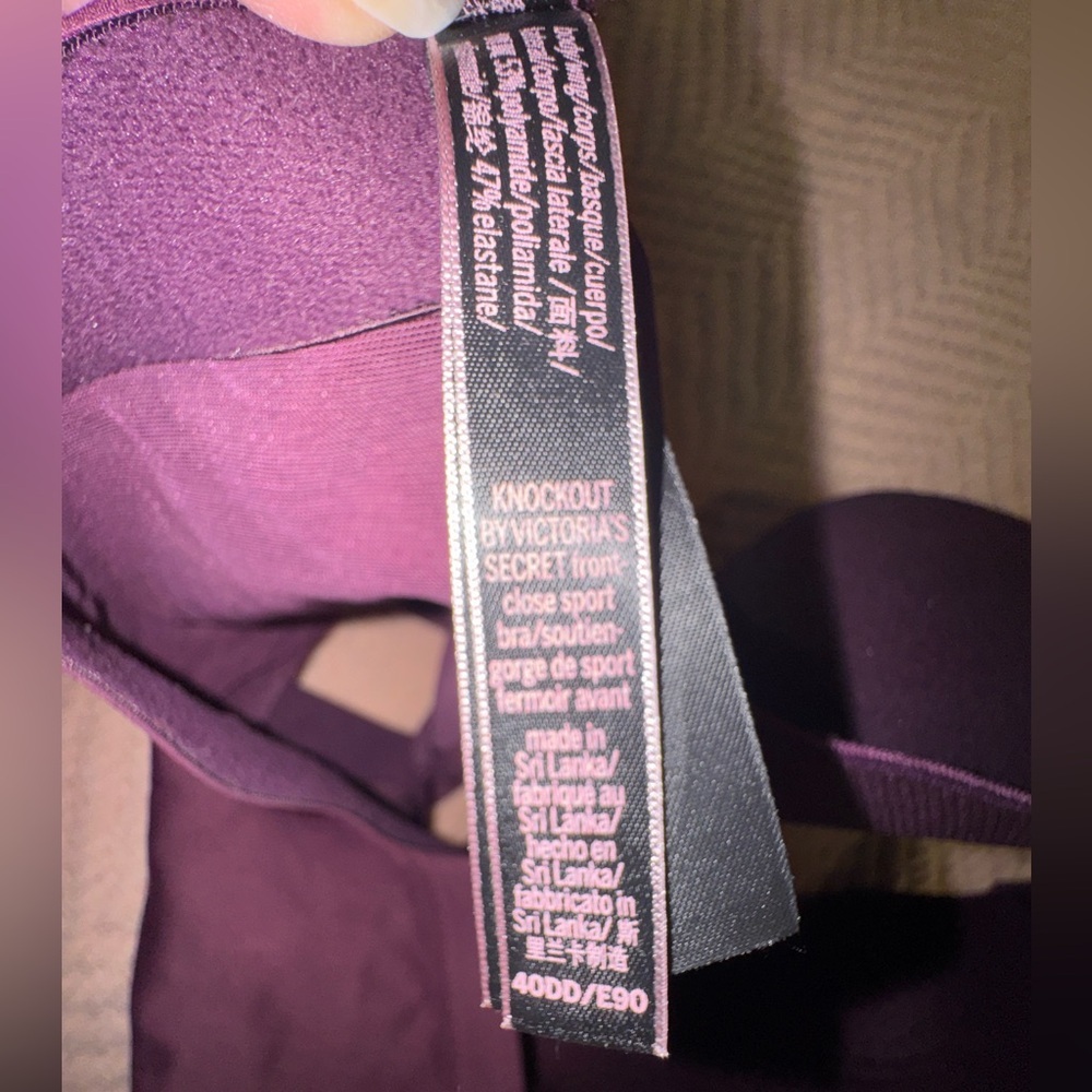 Victoria’s Secret Knockout Sport Bra 40DD Wine Longline Front Zip EUC - Picture 10 of 12